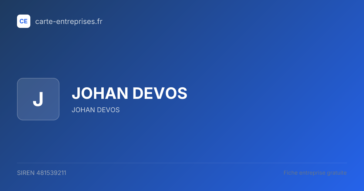 JOHAN DEVOS — 481539211 — fiche entreprise