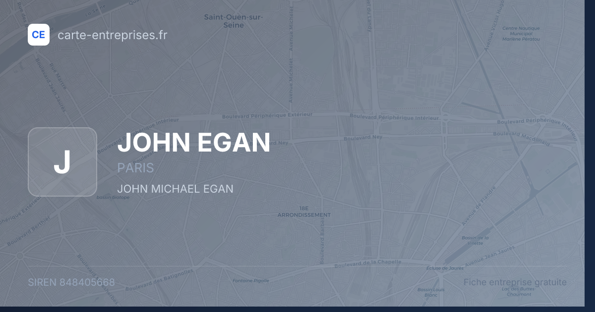 JOHN EGAN — 848405668 — fiche entreprise