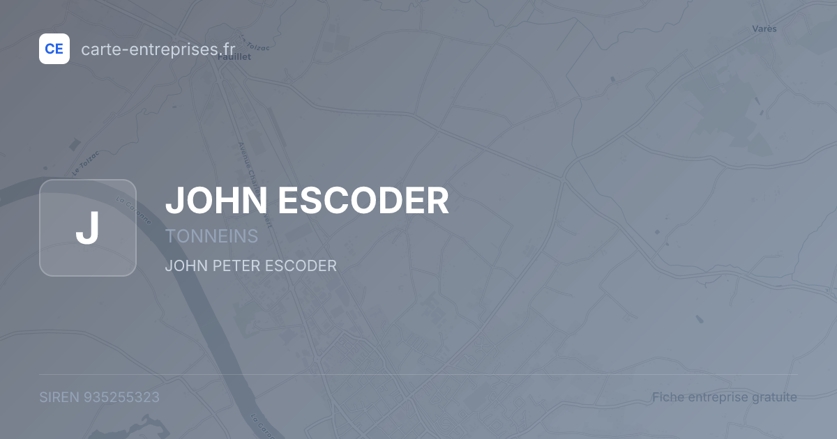 JOHN ESCODER — 935255323 — fiche entreprise