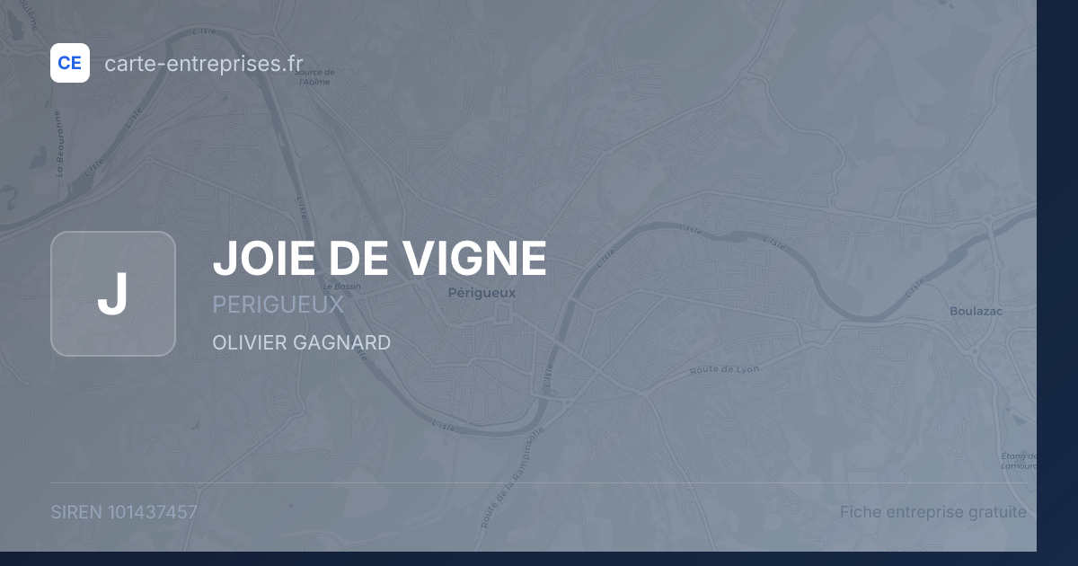 JOIE DE VIGNE — 101437457 — fiche entreprise