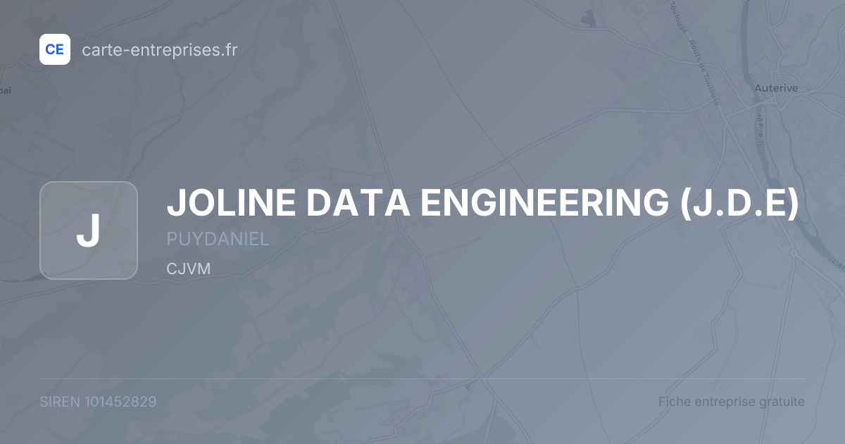 JOLINE DATA ENGINEERING (J.D.E) — 101452829 — fiche entreprise