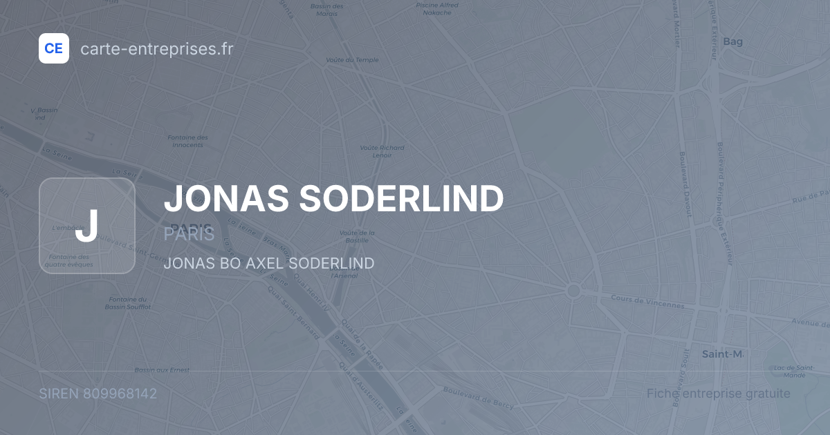 JONAS SODERLIND — 809968142 — fiche entreprise