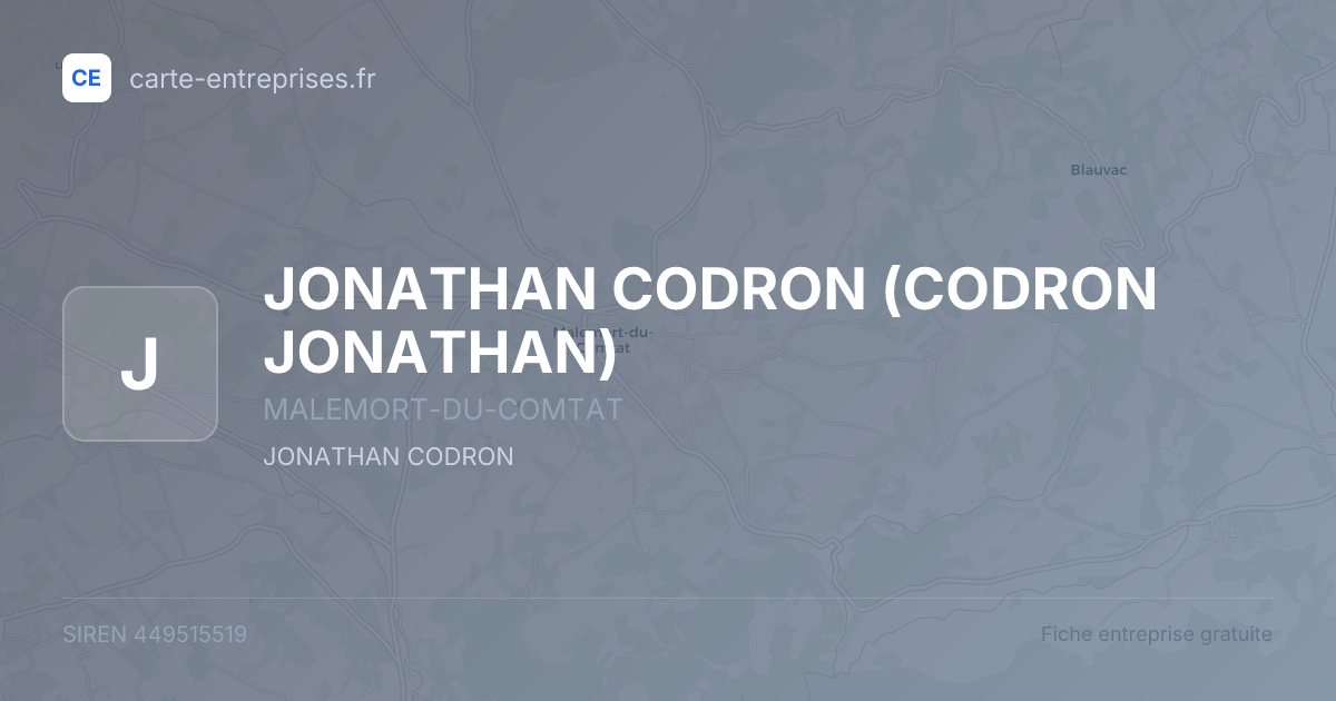 JONATHAN CODRON (CODRON JONATHAN) — 449515519 — fiche entreprise