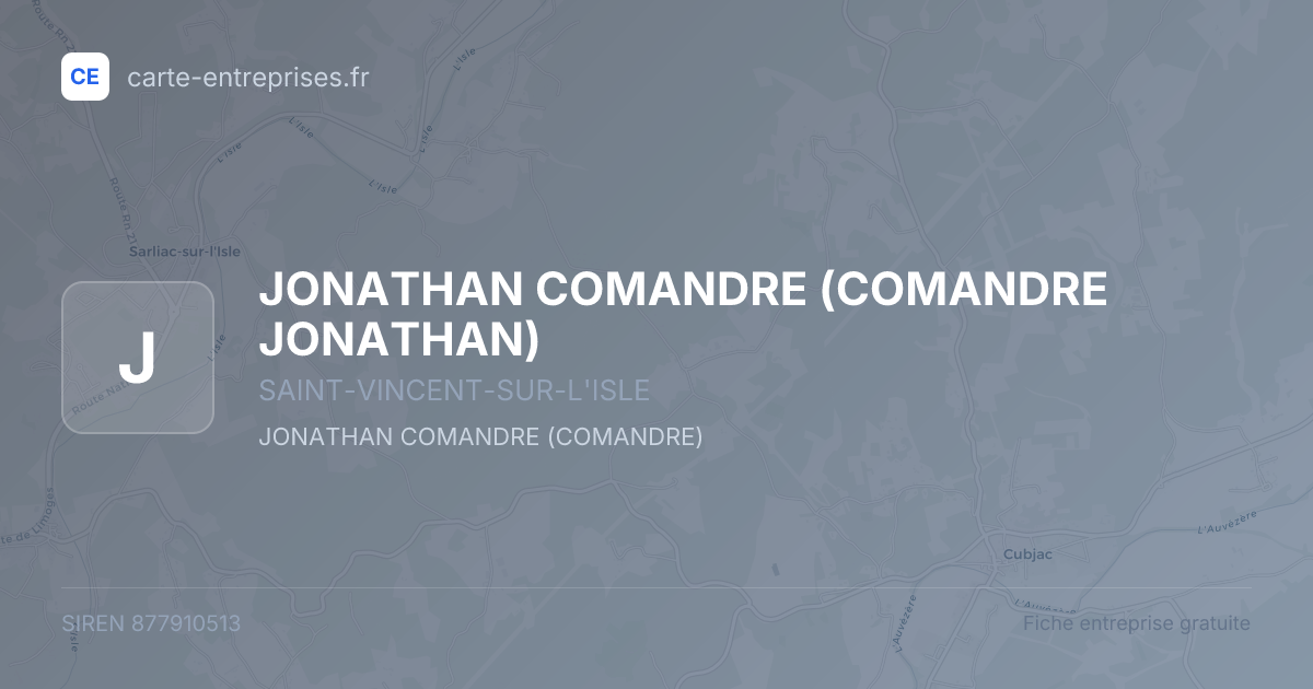 JONATHAN COMANDRE (COMANDRE JONATHAN) — 877910513 — fiche entreprise