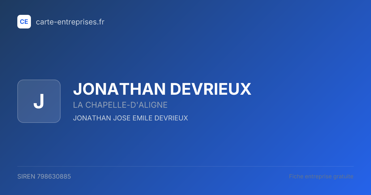 JONATHAN DEVRIEUX — 798630885 — fiche entreprise
