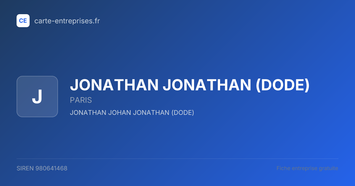 JONATHAN JONATHAN (DODE) — 980641468 — fiche entreprise