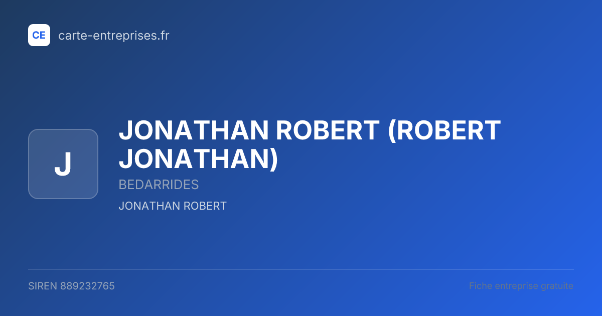JONATHAN ROBERT (ROBERT JONATHAN) — 889232765 — fiche entreprise