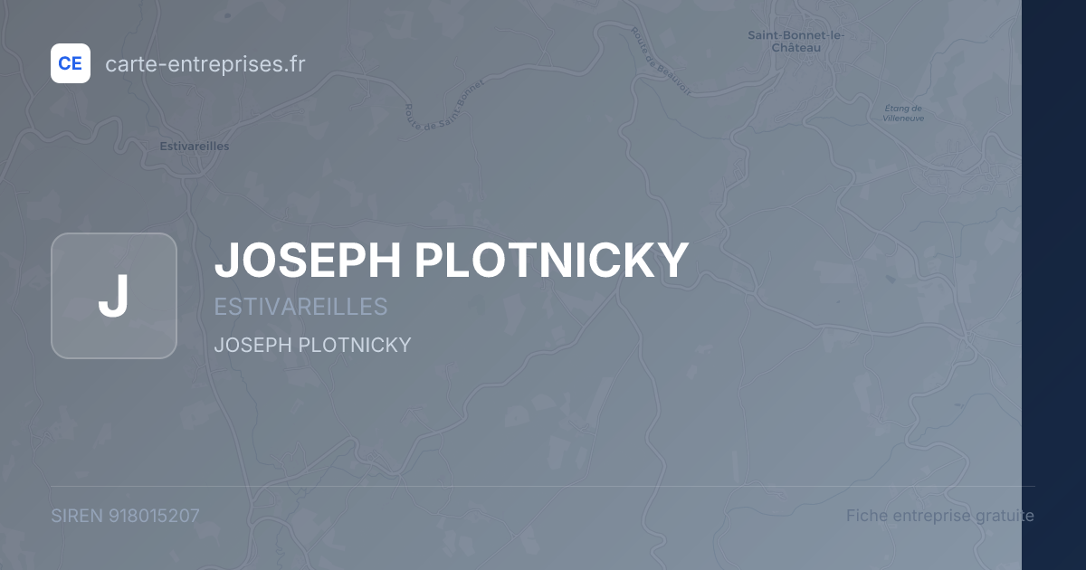 JOSEPH PLOTNICKY — 918015207 — fiche entreprise