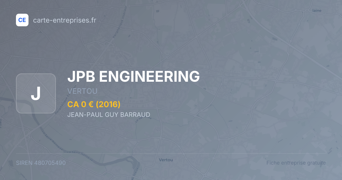 JPB ENGINEERING — 480705490 — fiche entreprise