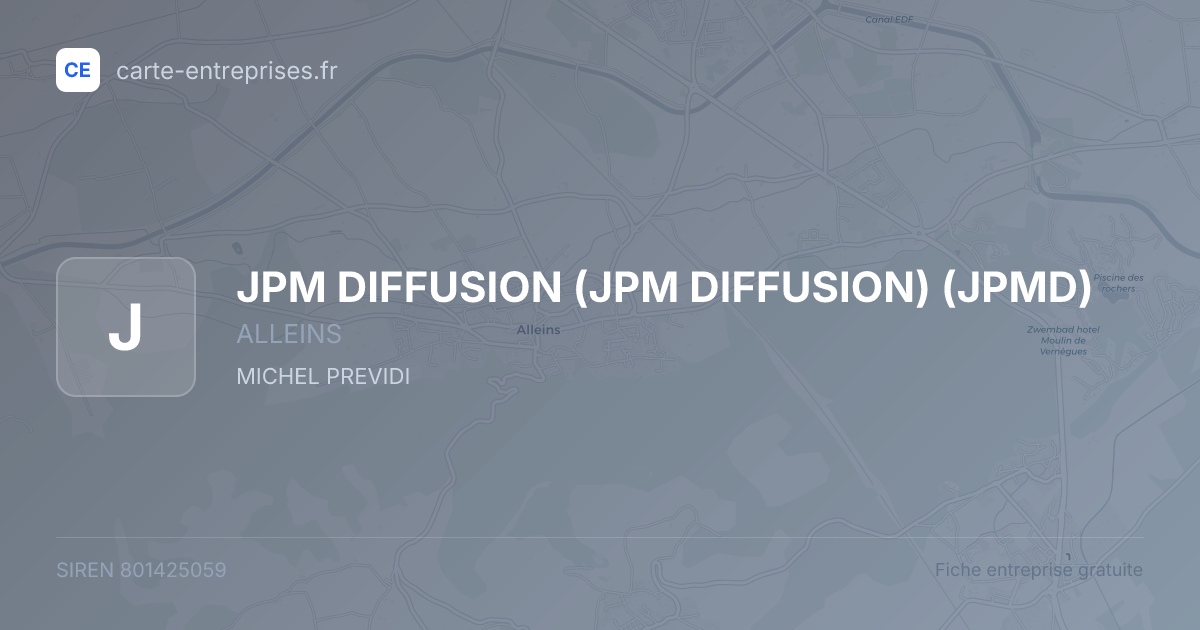 JPM DIFFUSION (JPM DIFFUSION) (JPMD) — 801425059 — fiche entreprise