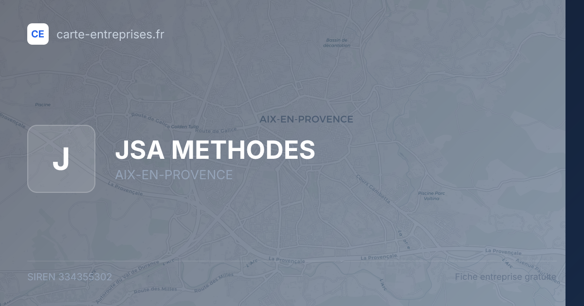 JSA METHODES — 334355302 — fiche entreprise