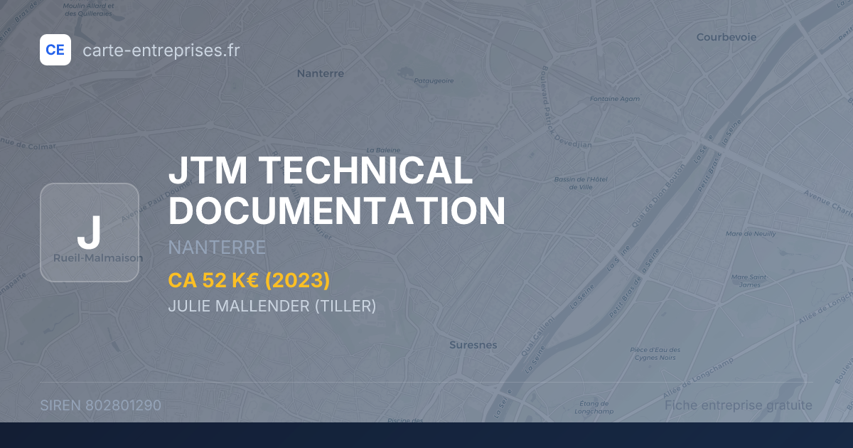JTM TECHNICAL DOCUMENTATION — 802801290 — fiche entreprise