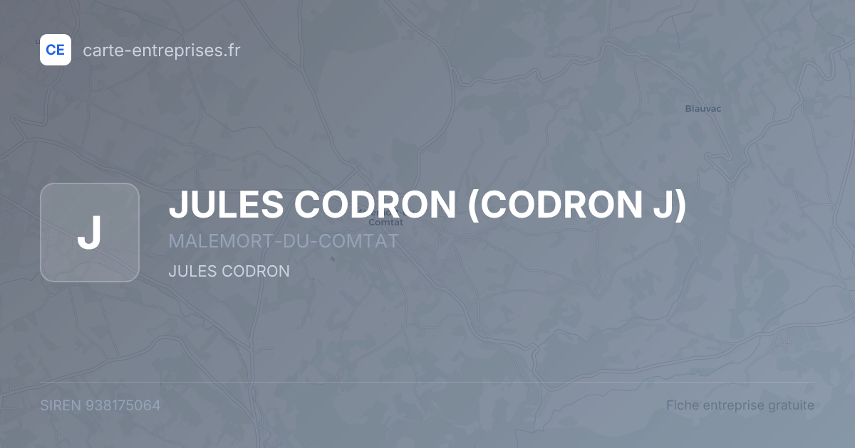 JULES CODRON (CODRON J) — 938175064 — fiche entreprise