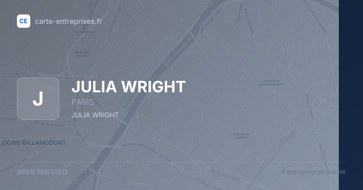 JULIA WRIGHT — 399702612 — fiche entreprise