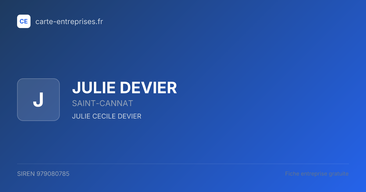 JULIE DEVIER — 979080785 — fiche entreprise