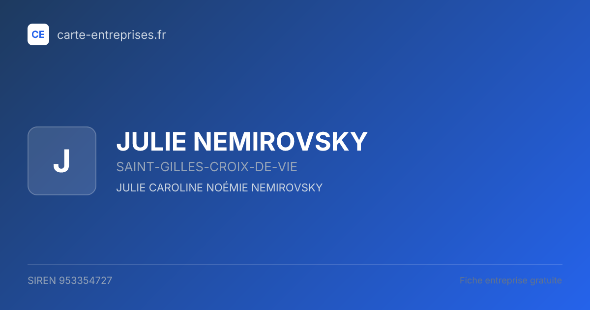 JULIE NEMIROVSKY — 953354727 — fiche entreprise