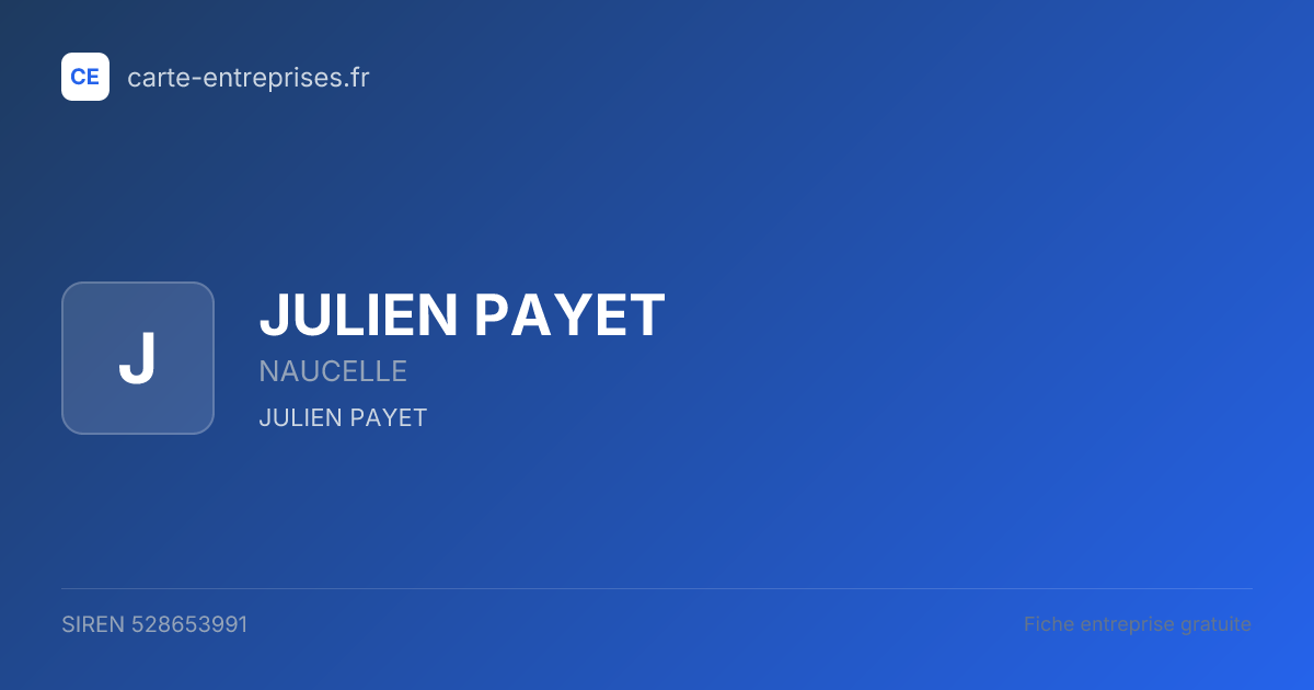 JULIEN PAYET — 528653991 — fiche entreprise