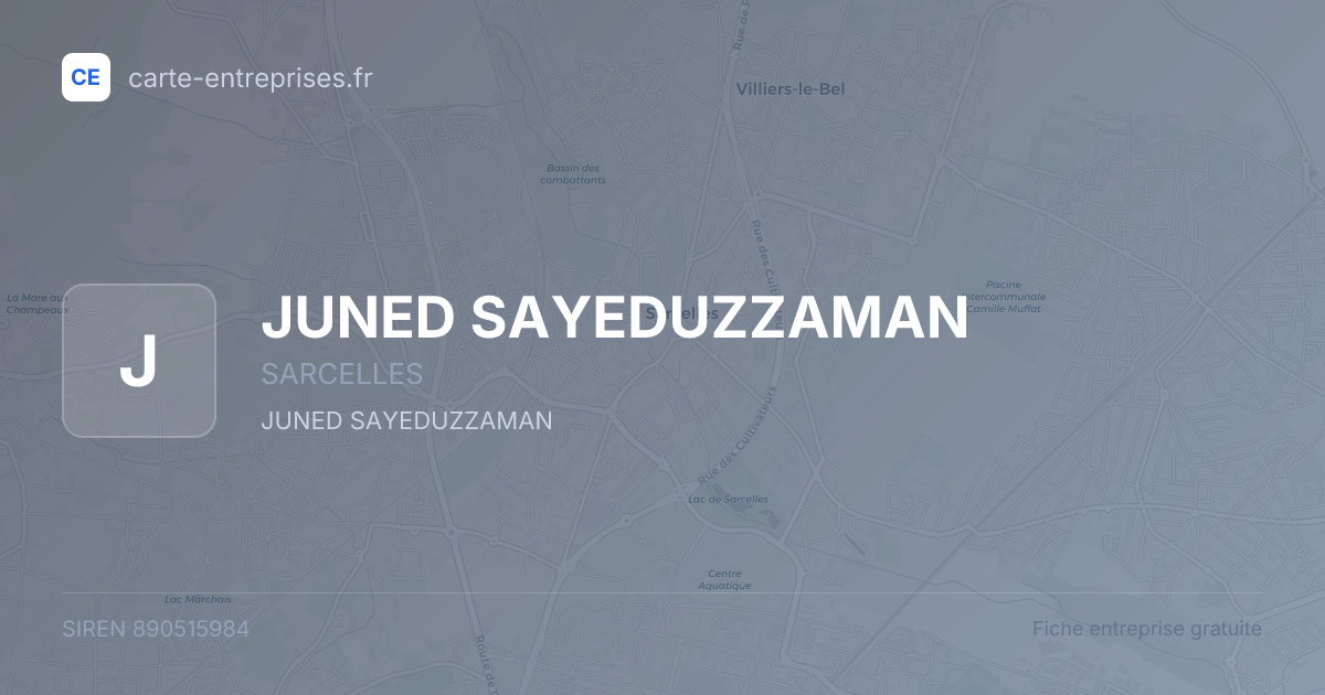 JUNED SAYEDUZZAMAN — 890515984 — fiche entreprise