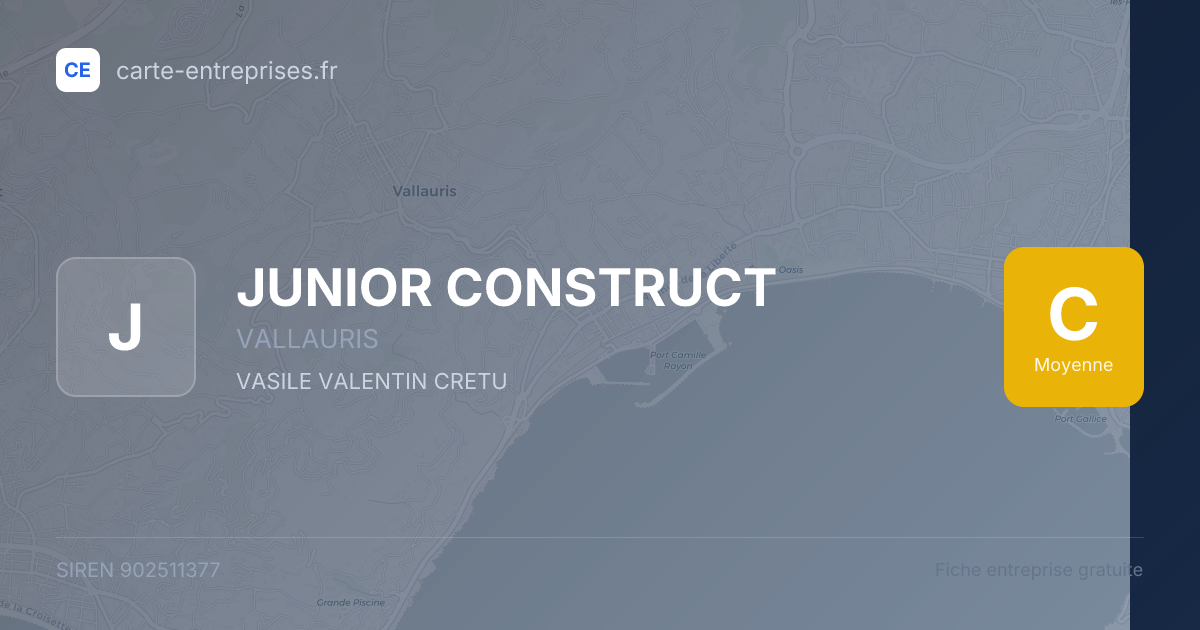 JUNIOR CONSTRUCT — 902511377 — fiche entreprise