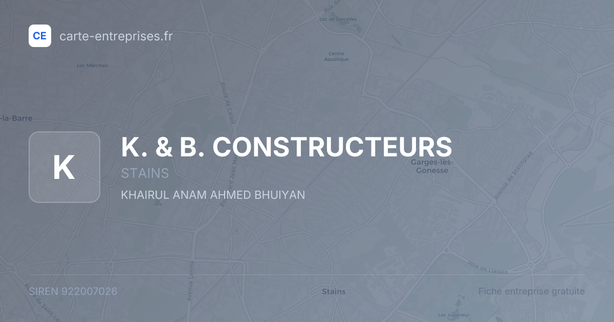 K. & B. CONSTRUCTEURS — 922007026 — fiche entreprise