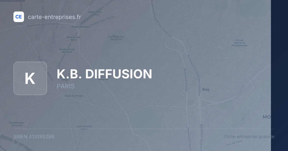 K.B. DIFFUSION — 413295288 — fiche entreprise