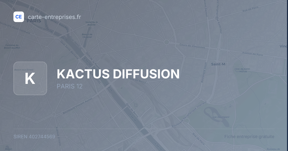 KACTUS DIFFUSION — 402744569 — fiche entreprise