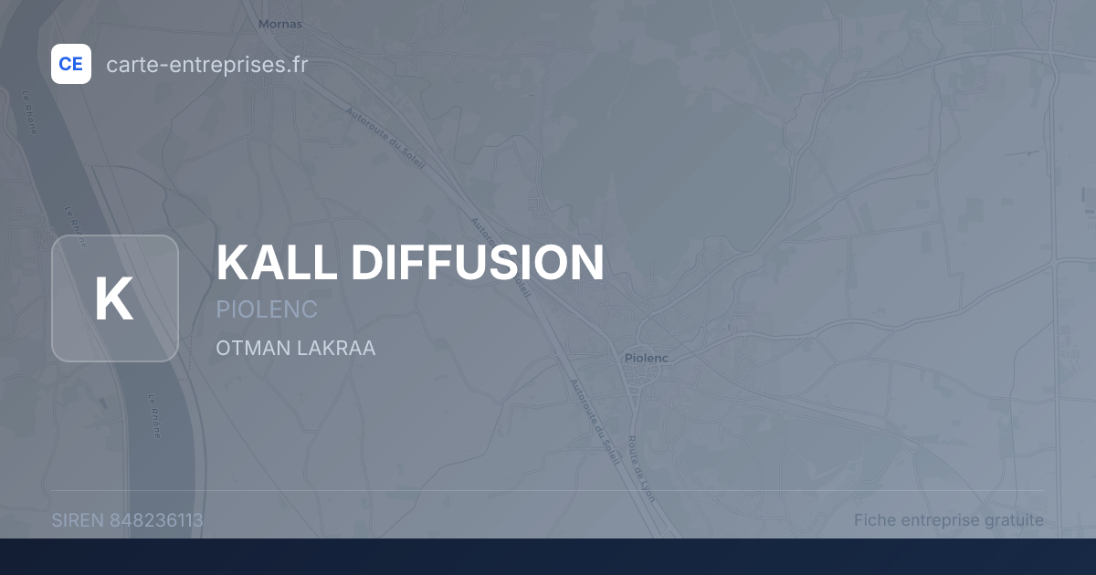 KALL DIFFUSION — 848236113 — fiche entreprise