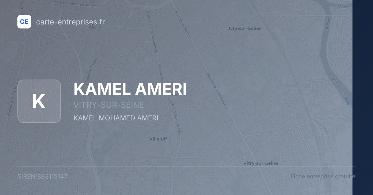 KAMEL AMERI — 893115147 — fiche entreprise