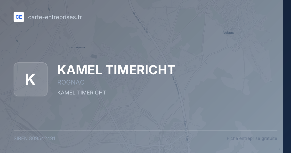 KAMEL TIMERICHT — 809542491 — fiche entreprise