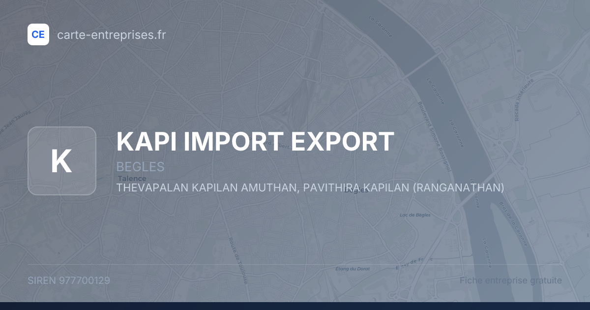 KAPI IMPORT EXPORT — 977700129 — fiche entreprise