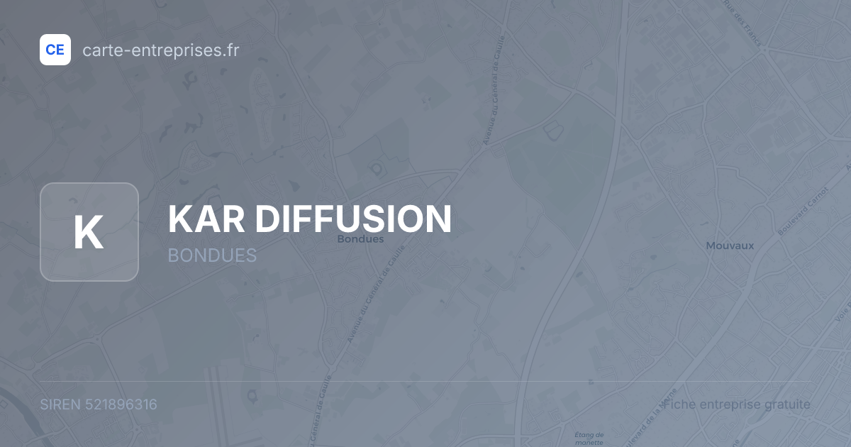 KAR DIFFUSION — 521896316 — fiche entreprise