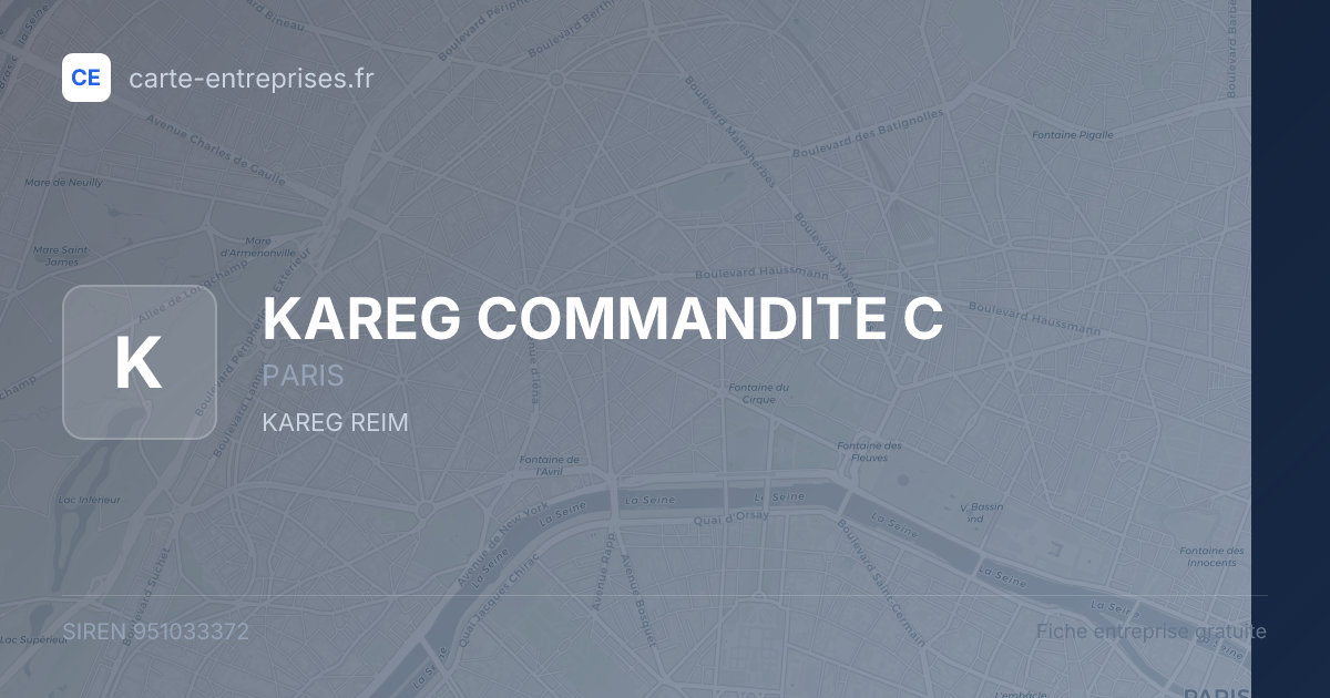 KAREG COMMANDITE C — 951033372 — fiche entreprise