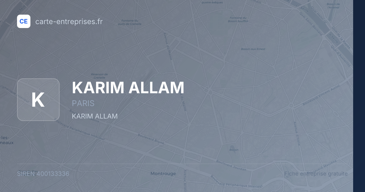 KARIM ALLAM — 400133336 — fiche entreprise