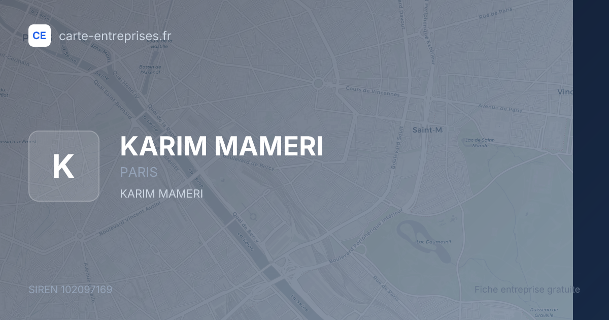 KARIM MAMERI — 102097169 — fiche entreprise