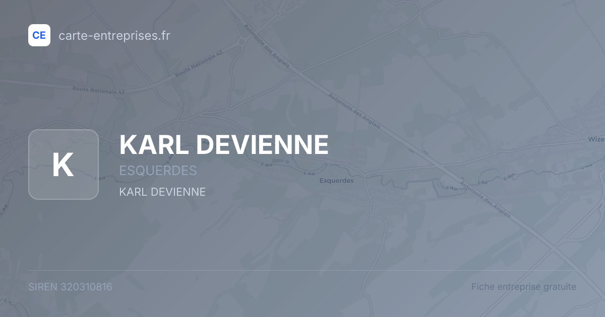KARL DEVIENNE — 320310816 — fiche entreprise