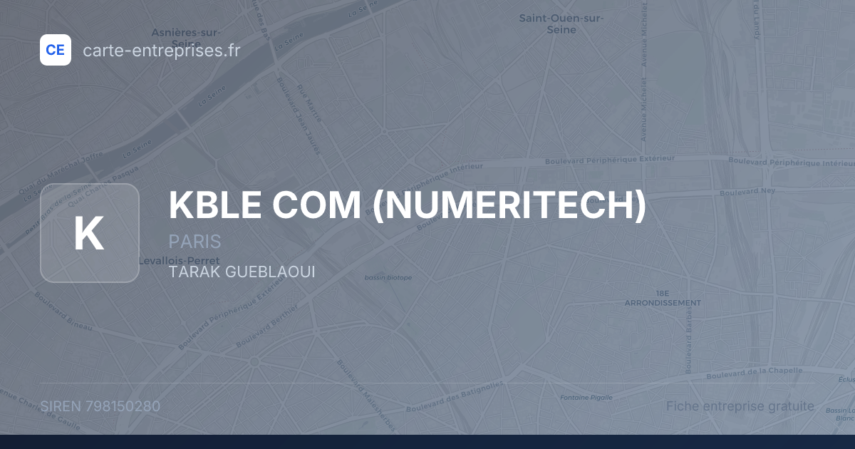 KBLE COM (NUMERITECH) — 798150280 — fiche entreprise