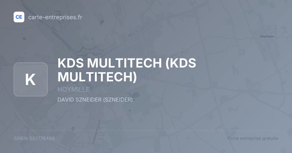 KDS MULTITECH — 892176488 — fiche entreprise
