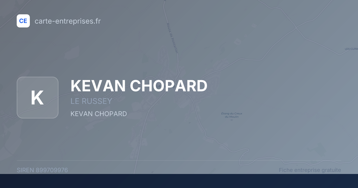 KEVAN CHOPARD — 899709976 — fiche entreprise