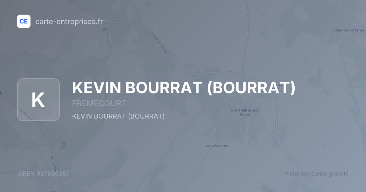 KEVIN BOURRAT (BOURRAT) — 987866357 — fiche entreprise