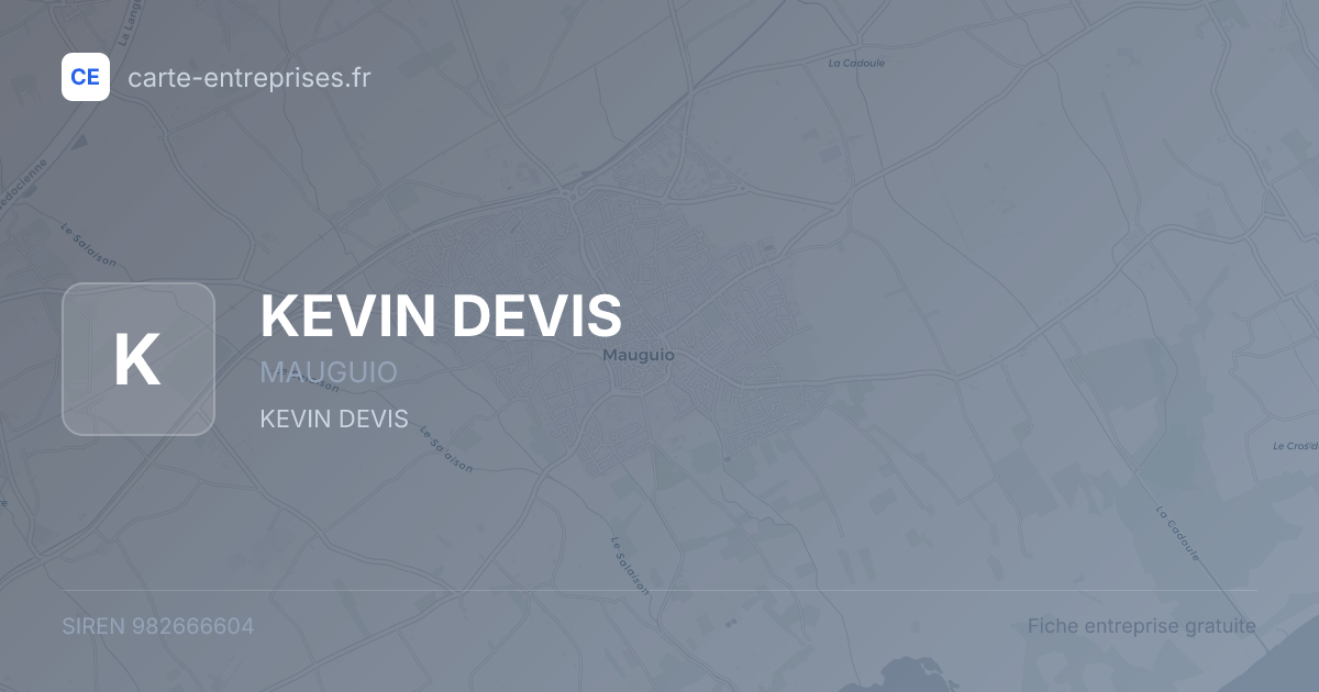 KEVIN DEVIS — 982666604 — fiche entreprise