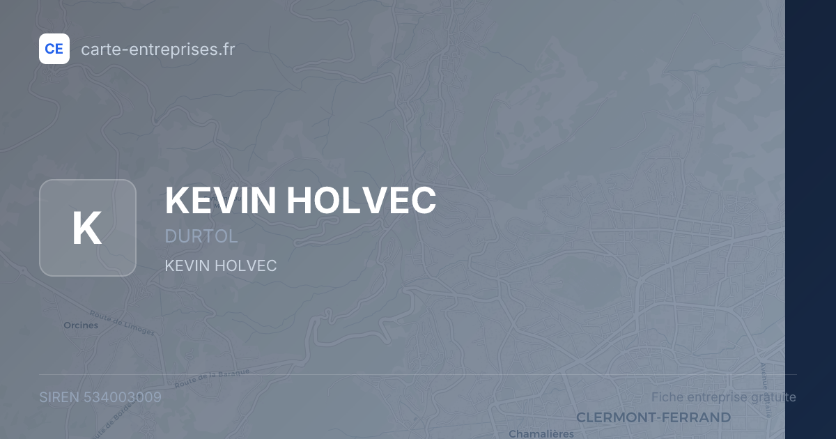 KEVIN HOLVEC — 534003009 — fiche entreprise