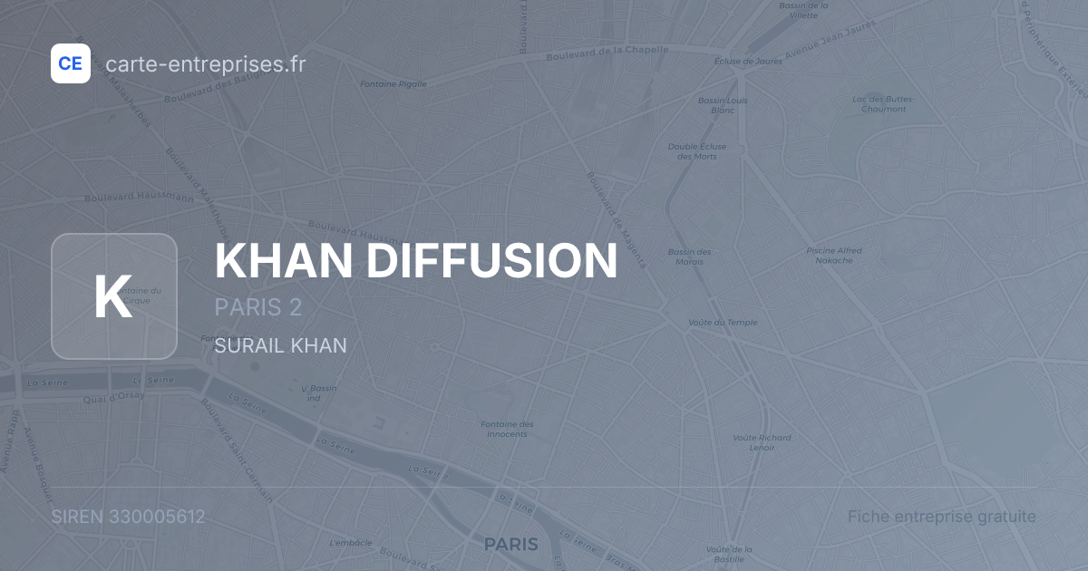 KHAN DIFFUSION — 330005612 — fiche entreprise