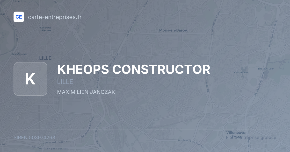 KHEOPS CONSTRUCTOR — 503974263 — fiche entreprise