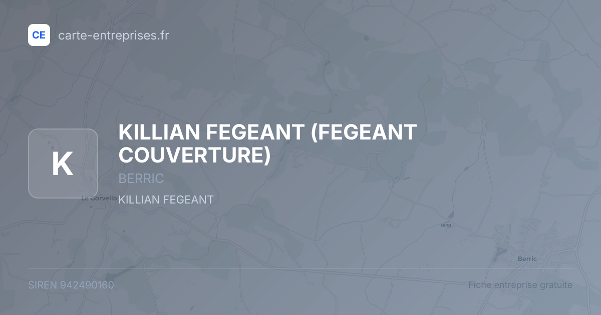 KILLIAN FEGEANT (FEGEANT COUVERTURE) — 942490160 — fiche entreprise