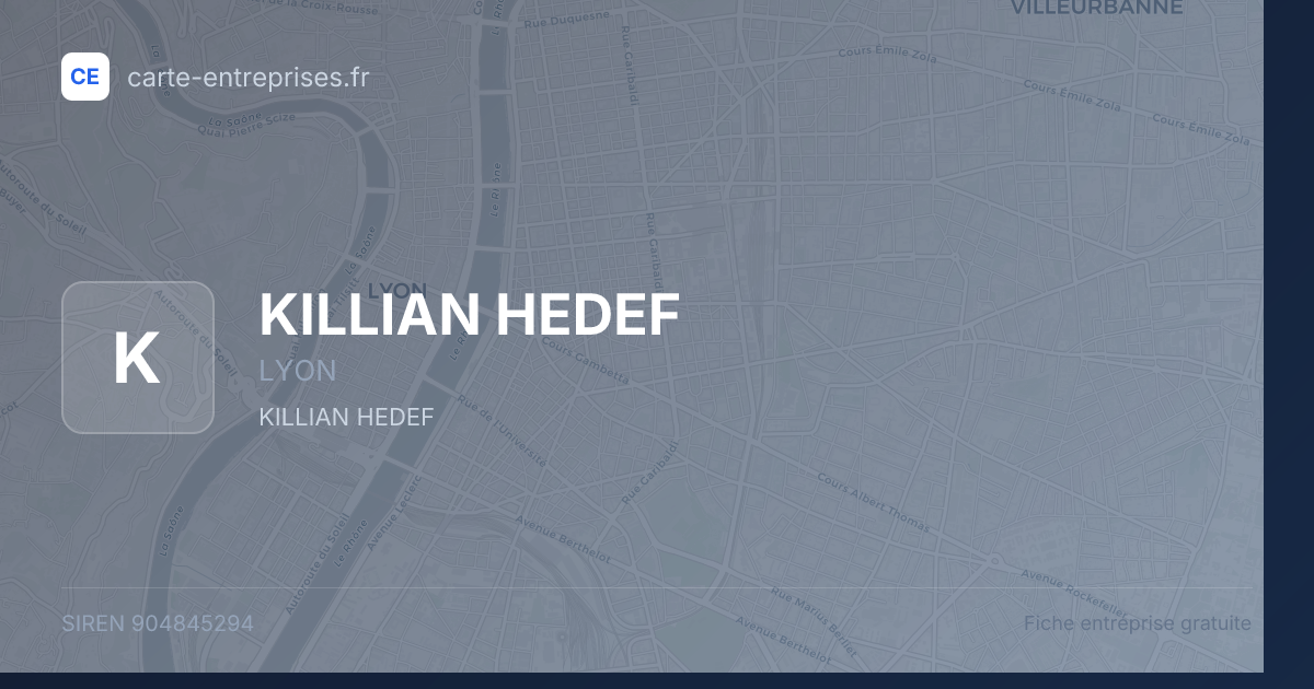 KILLIAN HEDEF — 904845294 — fiche entreprise