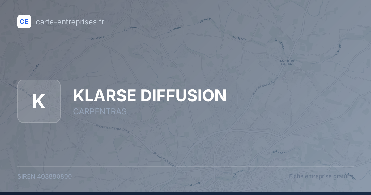KLARSE DIFFUSION — 403880800 — fiche entreprise