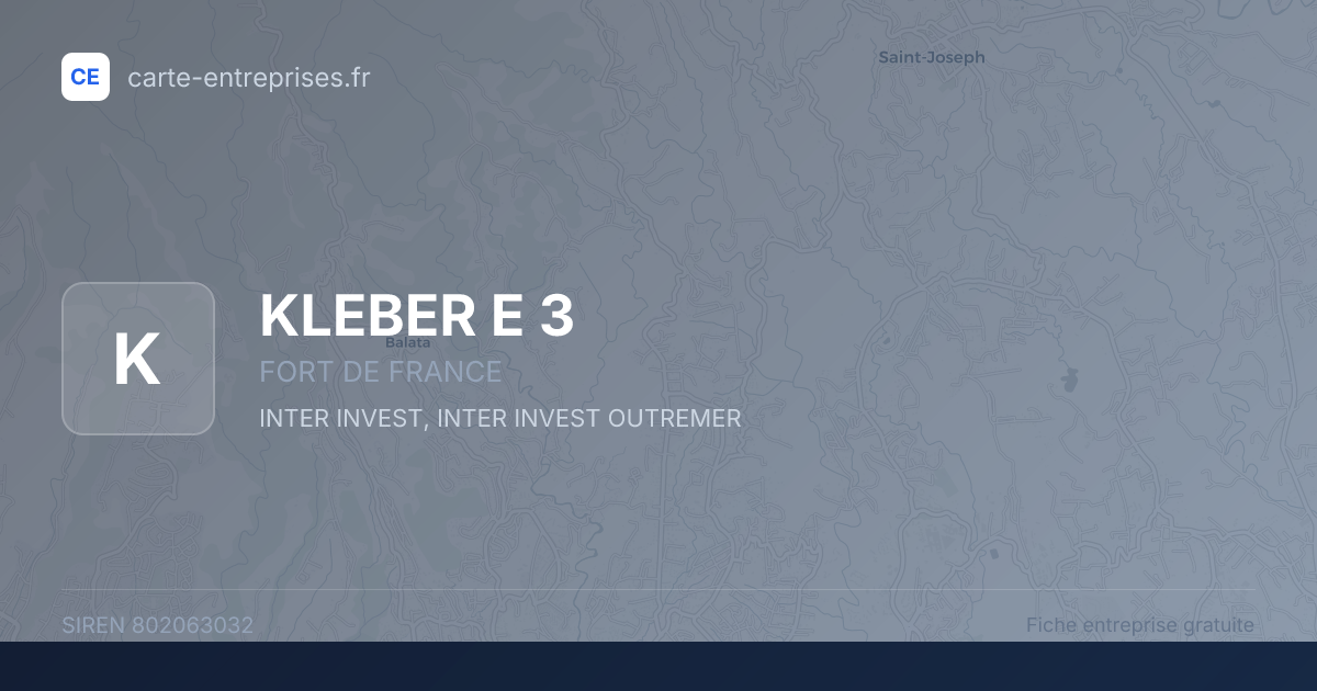 KLEBER E 3 — 802063032 — fiche entreprise