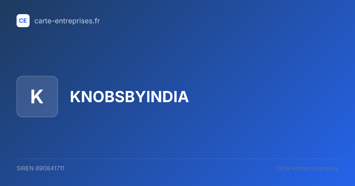 KNOBSBYINDIA — 890841711 — fiche entreprise