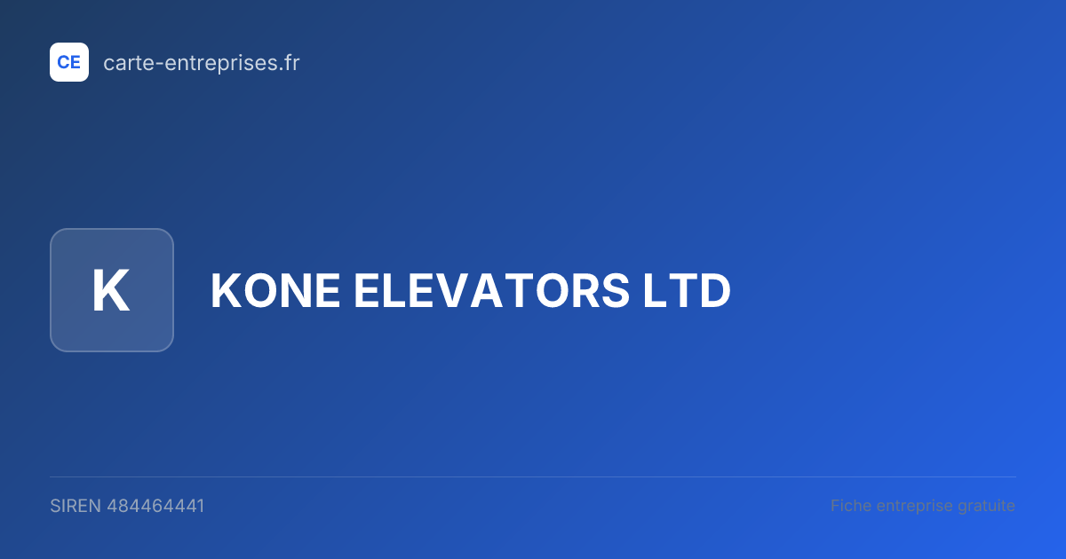 KONE ELEVATORS LTD — 484464441 — fiche entreprise