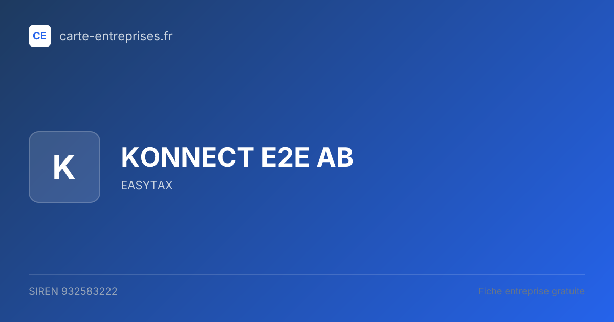 KONNECT E2E AB — 932583222 — fiche entreprise
